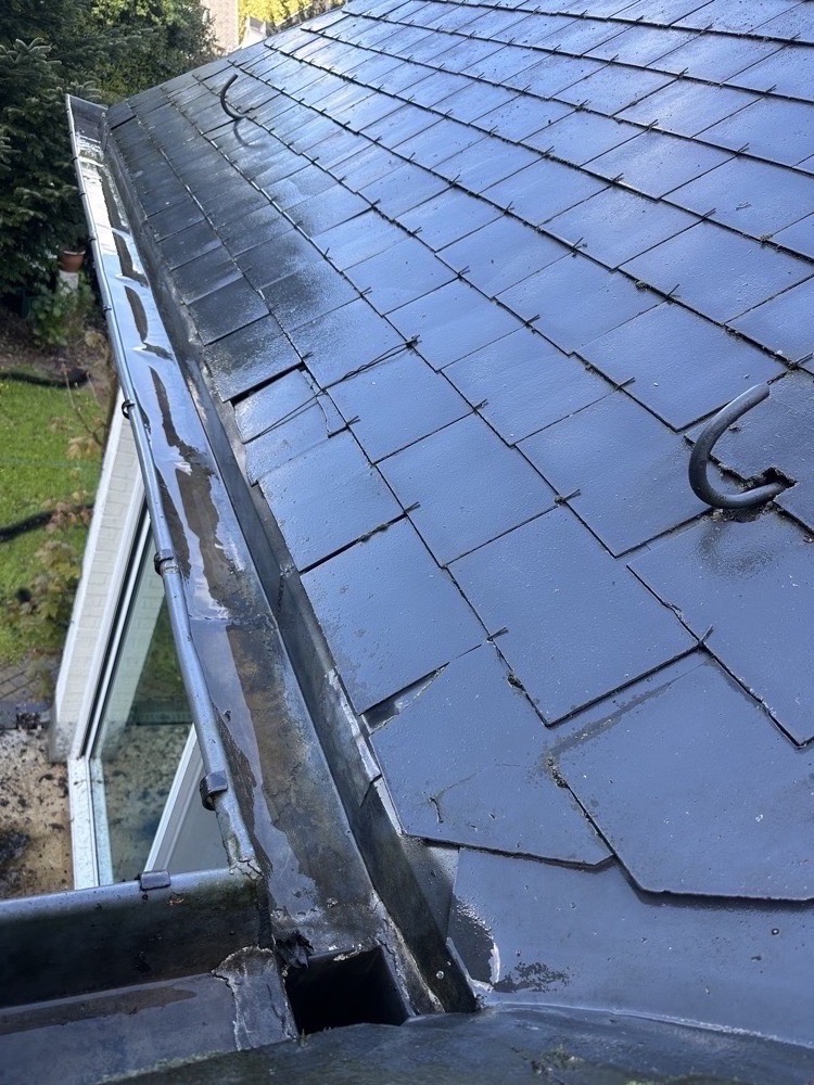 Schone dakgoot na professionele reiniging door Roof Revive — vrije waterafvoer
